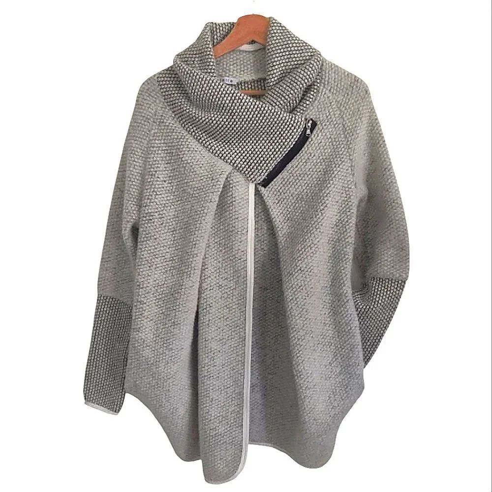 Colette Italy Wool Blend Chic Gray Cowl Neck Sweater Sz L
